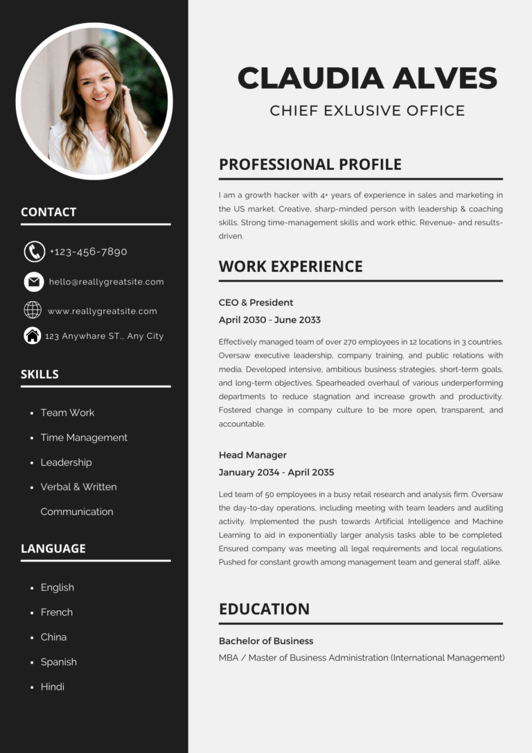 Black Modern Chief Exclusive Office Resume